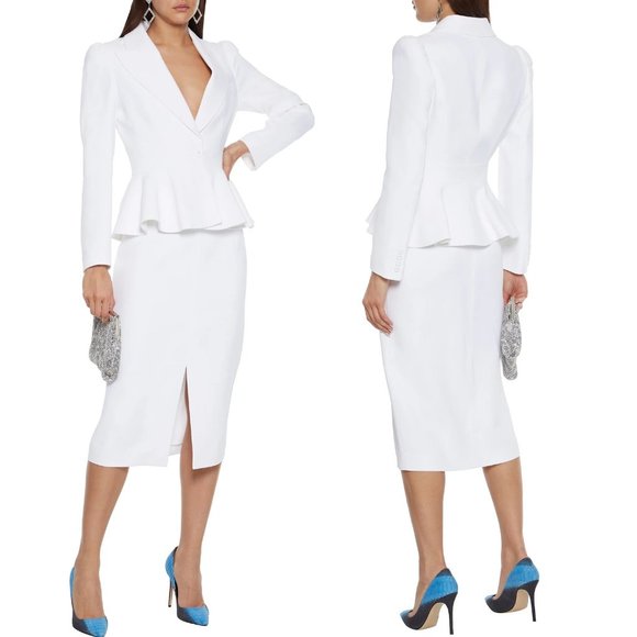 MICHAEL KORS 2-piece Puff Shoulder Ruffled Peplum Blazer & Pencil Skirt Set - Picture 1 of 14